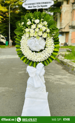 Vòng hoa viếng 1 tầng cúc trắng - KT416