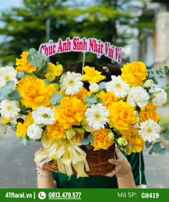 Giỏ Hoa Hồng Vàng - GH419