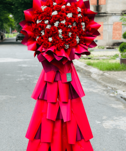 Kệ hoa chúc mừng khai trương màu đỏ - KT402