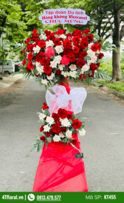 Kệ hoa khai trương tông đỏ - KT455
