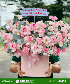 Giỏ Hoa Màu Hồng - GH406