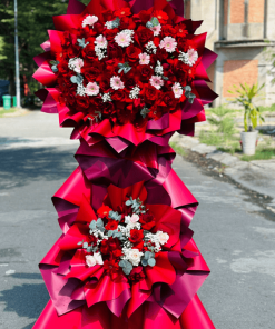 Kệ hoa khai trương 2 tầng màu đỏ - KT407