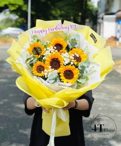 Bó hoa 6 bông hương dương mix baby - BH104