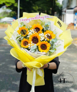 Bó hoa 6 bông hương dương mix baby - BH104