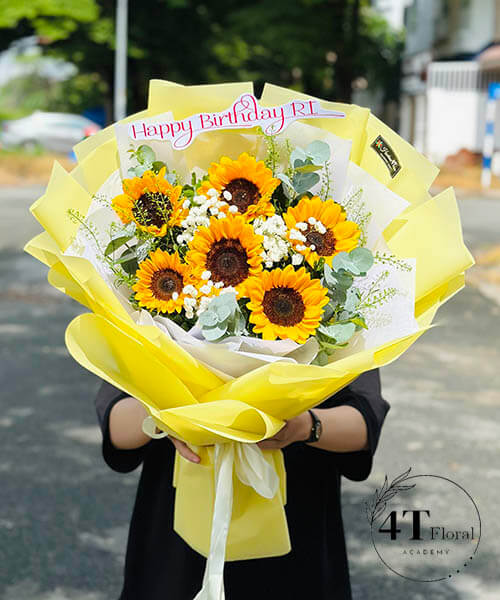 bó hoa 6 bông hương dương mix baby