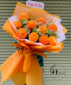 Bó hoa cúc mẫu đơn cam - BH210