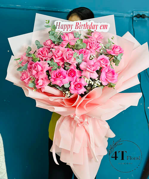 bó hoa hồng cánh sen