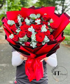 Bó hoa hồng đỏ giấy đỏ - BH191