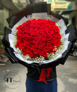 Bó hoa hồng đỏ kiểu tròn to - BH184