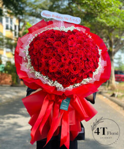 Bó hoa hồng đỏ trái tim - BH178