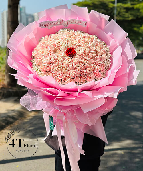 bó hoa hồng kem 99 bông