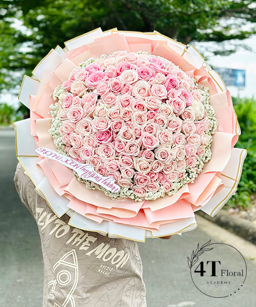 bó hoa hồng kem khổng lồ