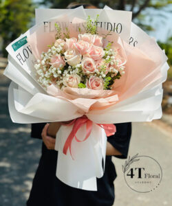 Bó hoa hồng kem nhẹ nhàng - BH165