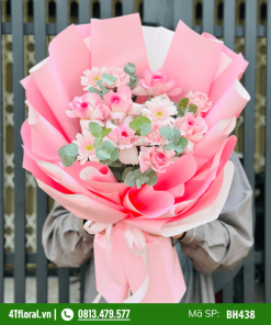 Bó hoa hồng lạc thần mix đồng tiền - BH438