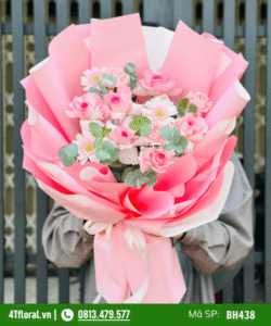 Bó hoa hồng lạc thần mix đồng tiền - BH438
