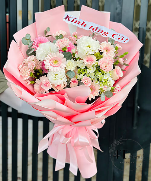 bó hoa hồng lạc thần mix đồng tiền