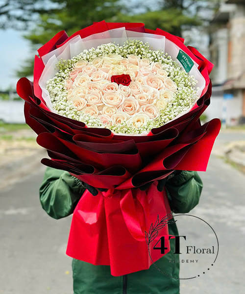 Bó hoa hồng mix baby đẹp