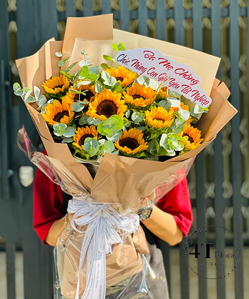 bó hoa hướng dương phong cách châu âu