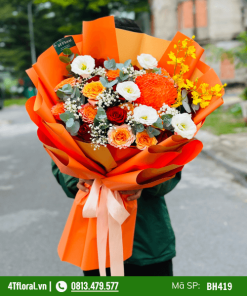 Bó hoa màu cam tặng nam - BH419
