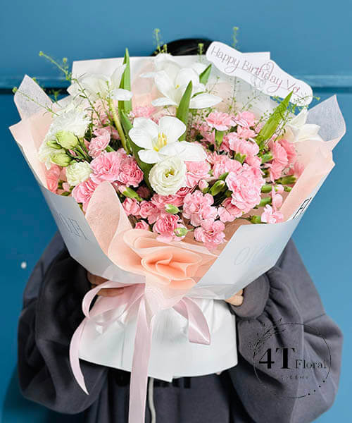 bó hoa phăng hồng mix tulip