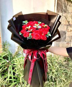 Bó hoa sáp hồng đỏ - HS66