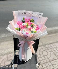 Bó hoa sáp mix baby hồng - HS52