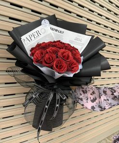 Bó hoa sáp nhũ đỏ đẹp - HS43