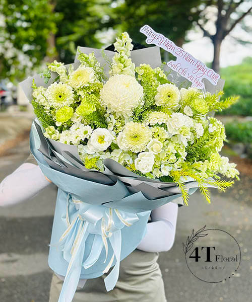 bó hoa tone xanh lá