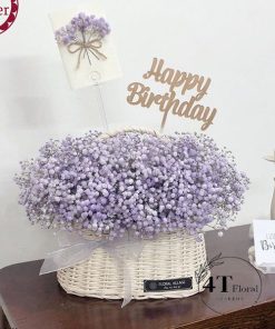 Giỏ hoa baby tím nhạt - GH203