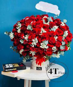 Giỏ hoa full hồng đỏ - GH184