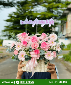 Giỏ hoa hồng nhẹ nhàng - GH418