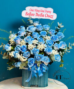 Giỏ hoa hồng xanh dương - GH154