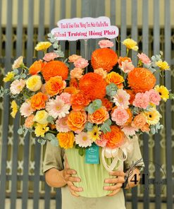 Giỏ hoa màu cam hiện đại - GH147