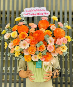 Giỏ hoa màu cam hiện đại - GH147