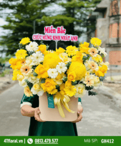 Giỏ hoa màu vàng tặng sinh nhật nam - GH412