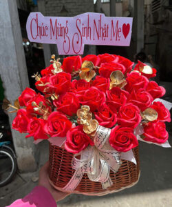 Giỏ hoa sáp đơn giản - HS101