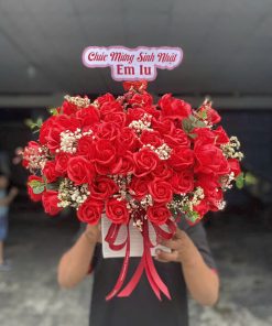 Giỏ hoa sáp hồng đỏ - HS99