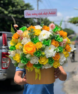 Giỏ hoa sáp sắc màu - HS90