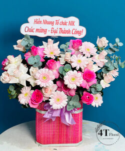Giỏ hoa tone hồng chúc mừng khai trương - GH124
