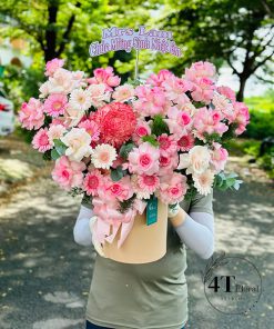 Giỏ hoa tone hồng chúc mừng sinh nhật - GH225