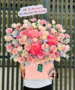 Giỏ hoa tone hồng tặng sinh nhật - GH123