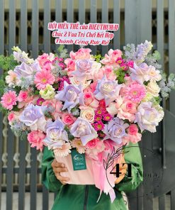 Giỏ hoa tone hồng  tím - GH280