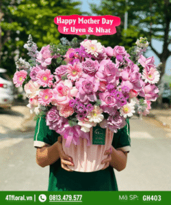 Giỏ hoa tông màu tím dễ thương - GH403