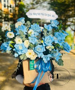 Giỏ hoa xanh dương nhạt - GH102