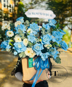 Giỏ hoa xanh dương nhạt - GH102