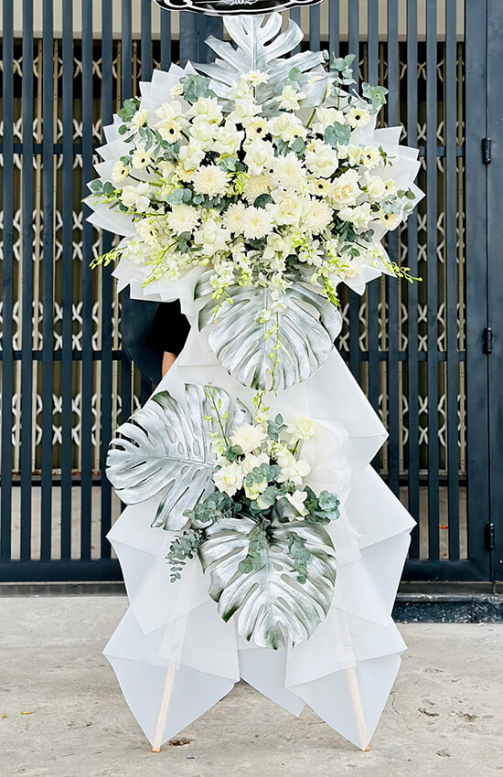 hoa chia buồn hồng trắng