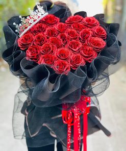 Hoa sáp 30 bông hồng đỏ nhũ - HS03