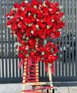 Kệ hoa ba tầng màu đỏ - HK126