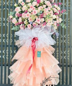 Kệ hoa chúc mừng khai trương màu hồng - HK93