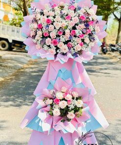 Kệ hoa chúc mừng khai trương tone hồng - HK88